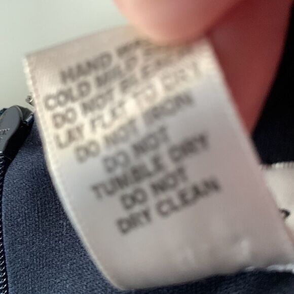 Cache’ Size Large Navy blue dress with black faux leather trim - Picture 12 of 13